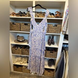 ASTR Lavender Floral Ruffle Strap Maxi Dress